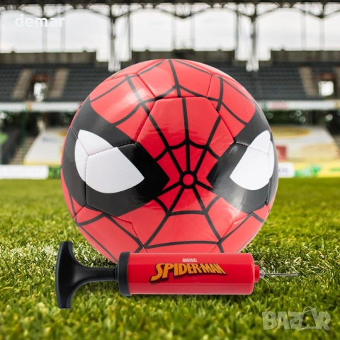 Официално лицензиран комплект за подарък с тема „Спайдърмен“ - топка размер 3, помпа и бутилка, снимка 5 - Образователни игри - 53793855