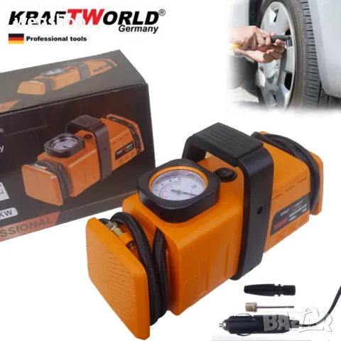 Компресор за Гуми KraftWorld / 7 Bar / 12V и 220V, снимка 1 - Аксесоари и консумативи - 47732738