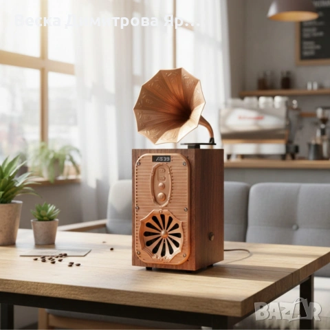 Bluetooth радио колонка AS39, 1x8W, 1200mAh, Кафяв – ретро звук, снимка 2 - Bluetooth тонколони - 53711308