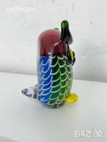 Цветна стъклена фигурка на бухал - Murano. №7631, снимка 5 - Колекции - 52481348