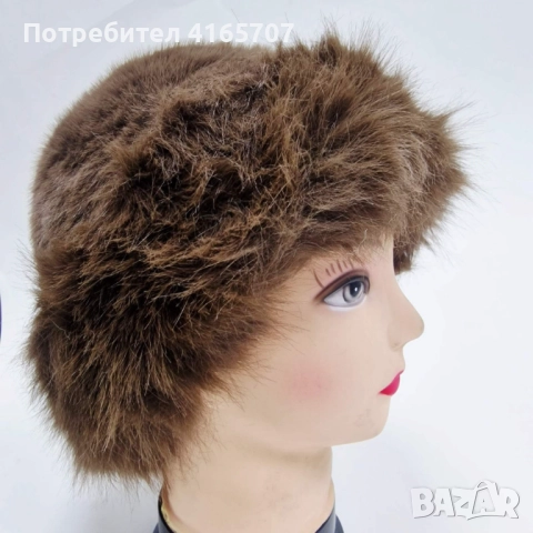 Дамска пухкава зимна шапка от изкуствен косъм, снимка 2 - Шапки - 52692703