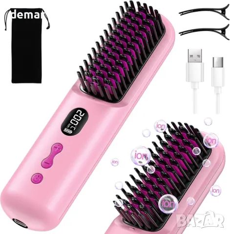 HOMELYLIFE Безжична четка за изправяне на коса, преносима 9600mAh батерия, снимка 1