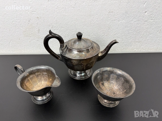 Посребрен сервиз за чай - Шефилд, Англия. №8055, снимка 2 - Антикварни и старинни предмети - 54037204