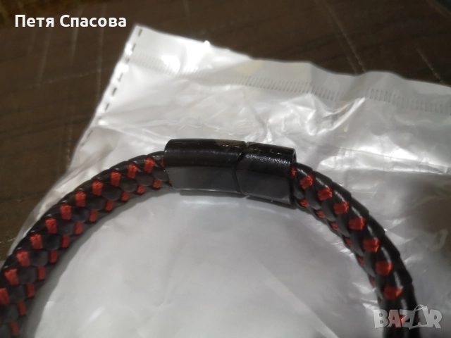 Мъжка кожена гривна с дължина 22см., снимка 3 - Гривни - 52741378