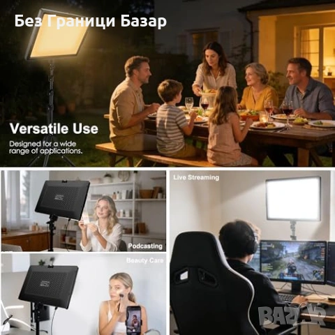 Ново LED студийно осветление 2 броя 2000LM Bi-Color 2800-6500K CRI97, снимка 5 - Светкавици, студийно осветление - 53743848