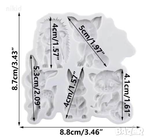 Сладки Горски животни силиконов молд силиконов молд форма фондан гипс декор украса, снимка 2 - Форми - 51360601