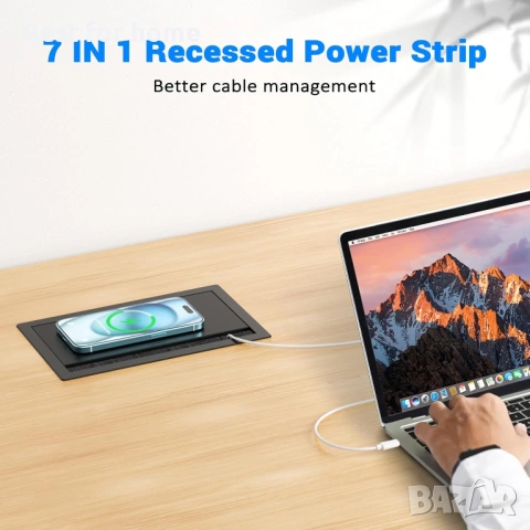 Прибиращ се разклонител с USB C PD 20 W, 3-полюсен контакт, снимка 5 - Суичове - 54030821