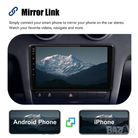 Audi A3 2003-2012 9” 2-DIN мултимедия с Android’15, 4GB/64GB , снимка 16 - Аксесоари и консумативи - 53053731