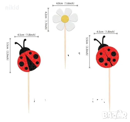 12 бр Калинка калинки цвете брокатени топери за мъфини кексчета декор торта парти