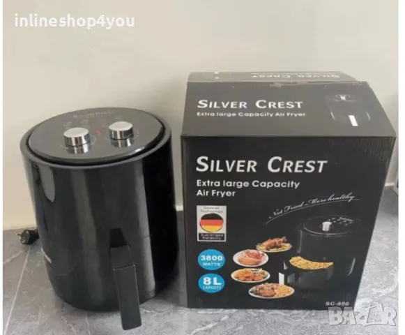 Домакински фритюрник 8 литра "airfryer" с голям капацитет Silver love, снимка 6 - Печки, фурни - 47199908