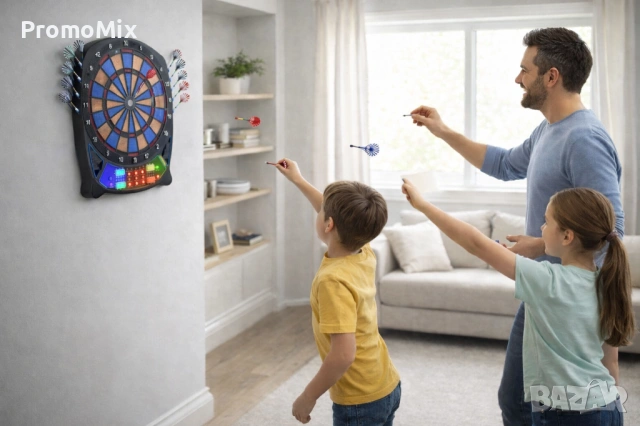 Дартс игра с електронна мишена Elektronisches Dart Spiel 212607 стрели Електронен дартс мишена игра, снимка 2 - Дартс - 41918658