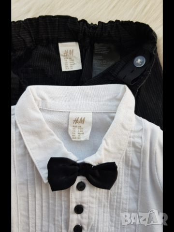 Панталон и боди риза  с папионка H&M 3-6 месеца, снимка 4 - Комплекти за бебе - 45021400