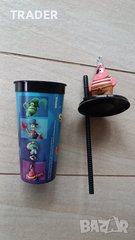 чаша със сламка spongebob squarepants Спонджбоб квадратни гащи , снимка 3 - Чаши - 32056460