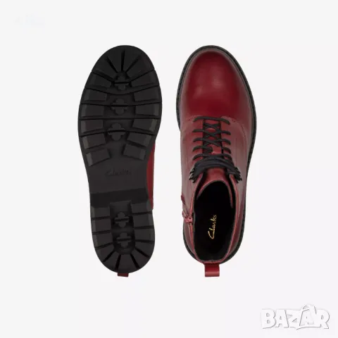 Дамски кожени боти Clarks в цвят бордо 37,5 (отговаря на 37), снимка 7 - Дамски боти - 49614778