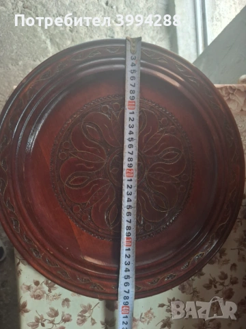 Стара чиния поднос дърворезба, снимка 4 - Антикварни и старинни предмети - 53304363