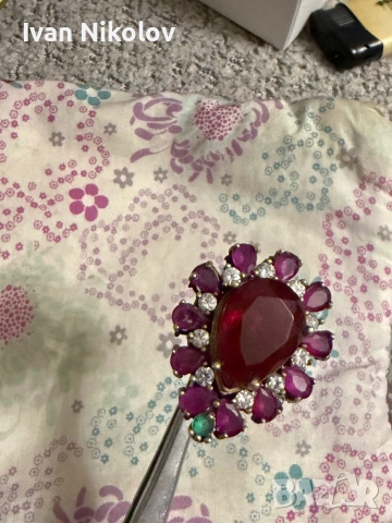 Дамски сребърен пръстен с рубини, снимка 7 - Пръстени - 53952393