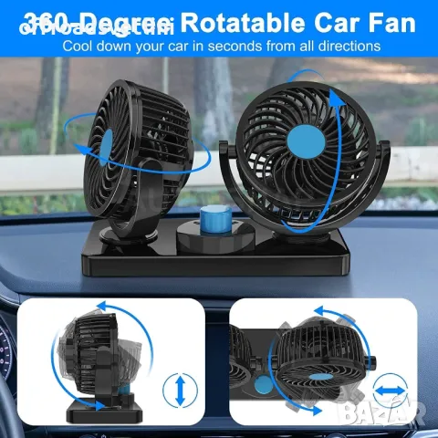 Двоен вентилатор за автомобили, джипове, бусове, камиони 5.5 инча 12V, снимка 3 - Аксесоари и консумативи - 50156424