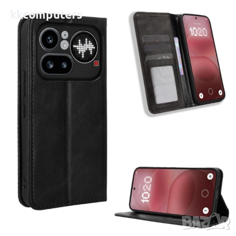 Ретро Кожен Калъф Портфейл за Nothing Phone (4a) Pro - Магнитен, Стойка, Слотове, 4 цвята, снимка 7 - Калъфи, кейсове - 54250236