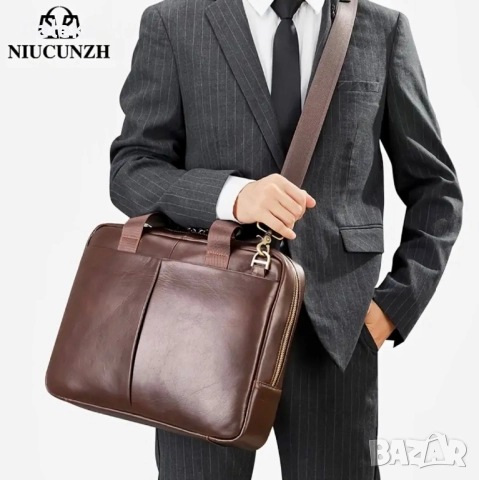 Елегантна, модерна и стилна мъжка офис чанта за лаптоп / Черна естествена кожа!, снимка 7 - Чанти - 51705593
