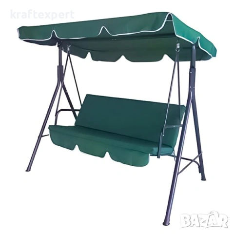Триместна люлка Тоскана Kraftworld – зелена, с включена възглавница за сядане!, снимка 4 - Градински мебели, декорация  - 53745722