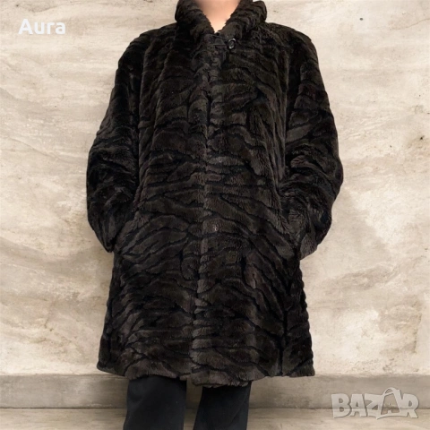 vintage mid-length faux fur coat
