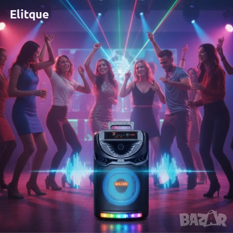 Bluetooth караоке колона с безжичен микрофон – 8,5″ говорител, LED светлини, TWS и FM радио, снимка 6 - Друга електроника - 52820133