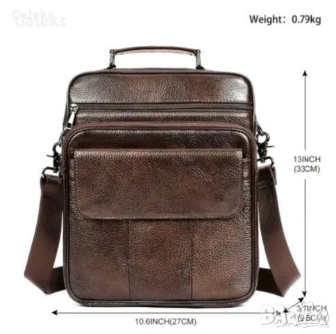 Мъжка голяма, професионално/ежедневно бизнес чанта / Кафява естест. кожа!, снимка 6 - Чанти - 53101821