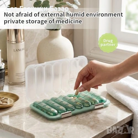 Нов Органайзер за лекарства 28 отделения 7 дни влагозащитен двойно заключване, снимка 6 - Други - 53567139
