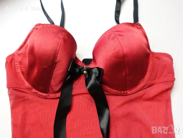 Bonprix Lingerie 85A-B червена нощничка с бял пух, снимка 3 - Бельо - 53841918