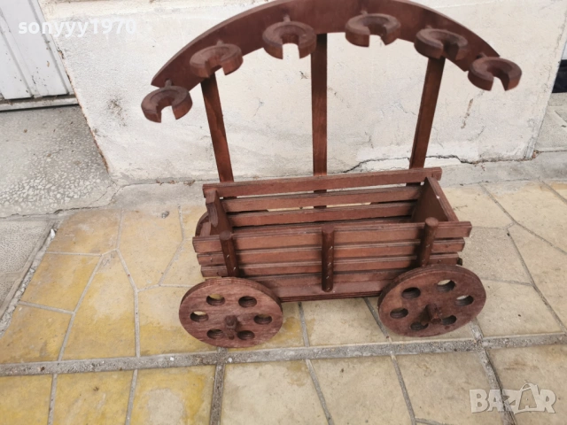 ДЪРВЕНА ПОСТАВКА-КОЛИЧКА ЗА ВИНО И ЧАШИ 1001261737LCHERY1, снимка 10 - Антикварни и старинни предмети - 53055781