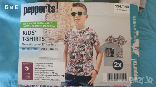 2 бр. детски памучни тениски размер 134-140 за 8-10 г.