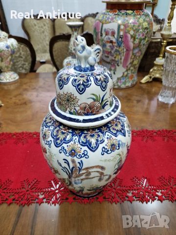 Страхотна антикварна много красива холандска порцеланова купа с капак , снимка 4 - Антикварни и старинни предмети - 45649181