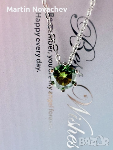 Сребърно колие с мойсанит (Диамант) 1 карат, снимка 6 - Колиета, медальони, синджири - 53509246