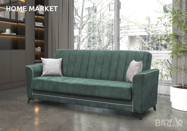 Диван 3-ка разтегателен с ракла MADRID 2 зелено/бежово   Материал -  дамаска / полиуретанова пяна / 