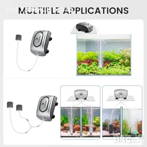 Нов Мини аератор за аквариум 3W 180L/H с въздушен камък и маркуч Помпа, снимка 3 - Оборудване за аквариуми - 53824207