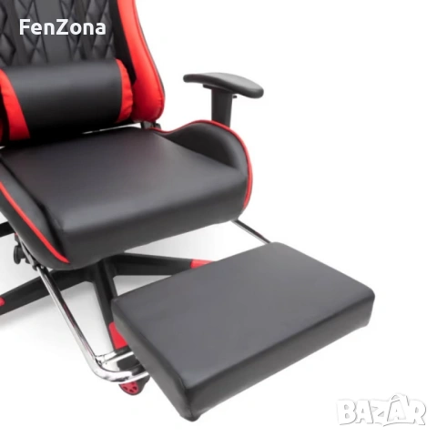Ергономичен геймърски стол с функция за масаж и подложка за крака - червен, снимка 15 - Столове - 54096544