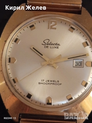 Стар механичен часовник SELECTA de LUX позлатен работи за КОЛЕКЦИОНЕРИ 51266, снимка 3 - Антикварни и старинни предмети - 51724295