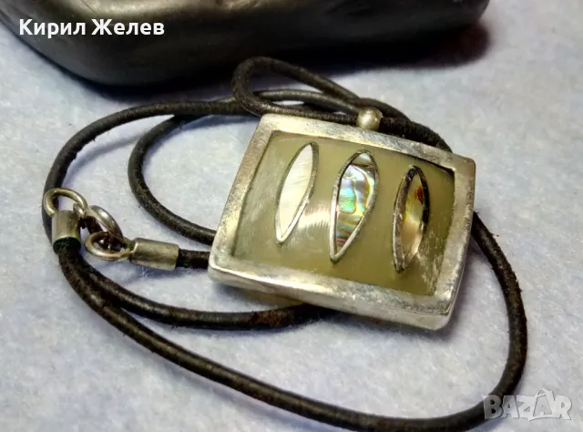 СТАРО КОЛИЕ УНИКАТ КОСТ с РЪЧНО ИНКРУСТИРАН КРАЛСКИ СЕДЕФ в МЕЛХИОРЕН ОБКОВ ЧАСТ от КОМПЛЕКТ 50120