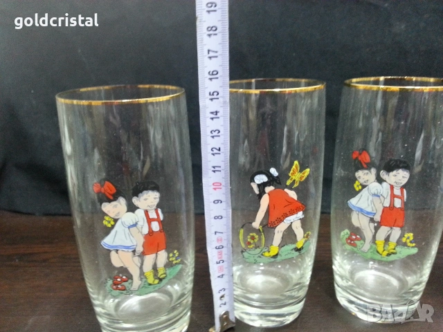 стари стъклени чаши детски мотиви , снимка 4 - Антикварни и старинни предмети - 53890862