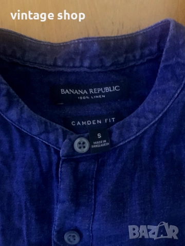 Мъжка риза цвят индиго Banana Republic, 100%лен, снимка 5 - Ризи - 53709368