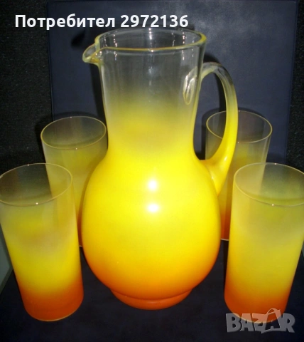 Чаши и кана за фреш матирано цветно стъкло, снимка 5 - Сервизи - 53131189