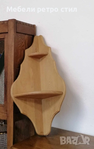 Ефектна ъглова етажерка от дъб с красива естествена шарка. Изключително стилна и практична., снимка 2 - Етажерки - 53524810