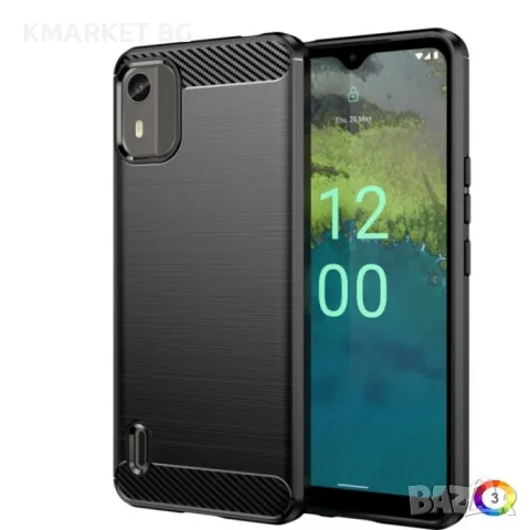 Nokia C12 Удароустойчив Carbon Fiber Калъф и Протектор, снимка 1 - Калъфи, кейсове - 48854818