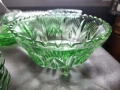 Купи, фруктиера, големи чинии, малки чинии от зелено стъкло, снимка 2