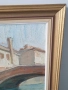 Knut Norman 72х60см/стара голяма шведска картина масло върху фазер/Венеция-мост-лодка/дървена рамка, снимка 6