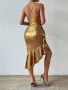 Златна коктейлна рокля, снимка 2