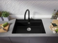 Черна кухненска мивка за вграждане под плот Берген 80 Low 760x530 мм -20%, снимка 4