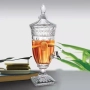 Луксозен стъклен диспенсър за сок и напитки 3L с капак и кранче, снимка 1
