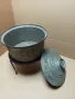 Комплект Соц Стари Ръчно Ковани Медна Тенджера С Саджек Пиростия За Огнище Номер 9., снимка 2
