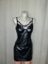 М Черна еластична рокля от тънка еко кожа , снимка 1